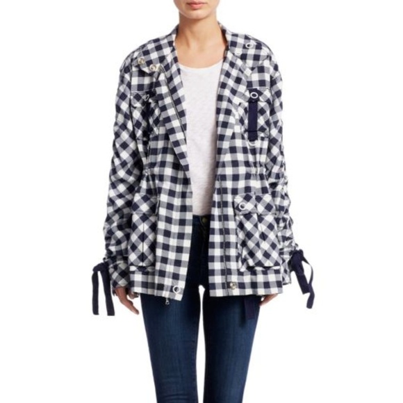 Jonathan Simkhai Gingham Twill Utility Jacket M - Picture 1 of 8